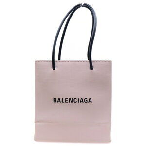 BALENCIAGA Shopping Tote Bag Shoulder Handbag Pink Leather
